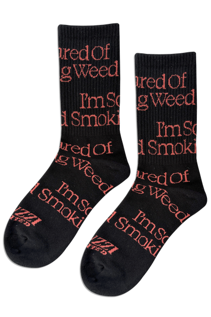 Scared of Smoking Weed Socks - Black