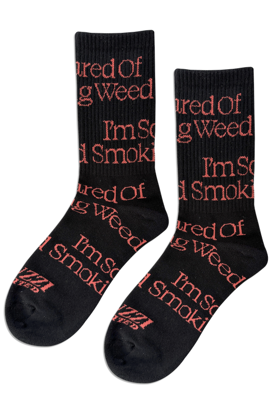 Scared of Smoking Weed Socks - Black