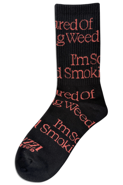 Scared of Smoking Weed Socks - Black